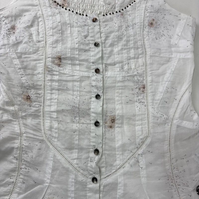 white button through cotton vest
