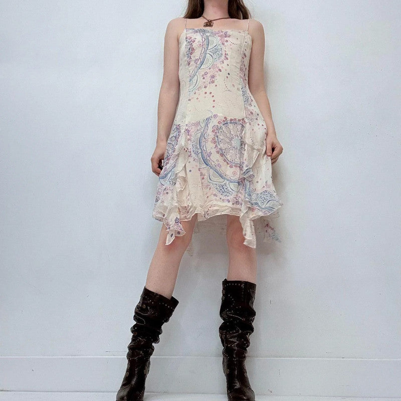 floral paisley fairy flutter mini dress