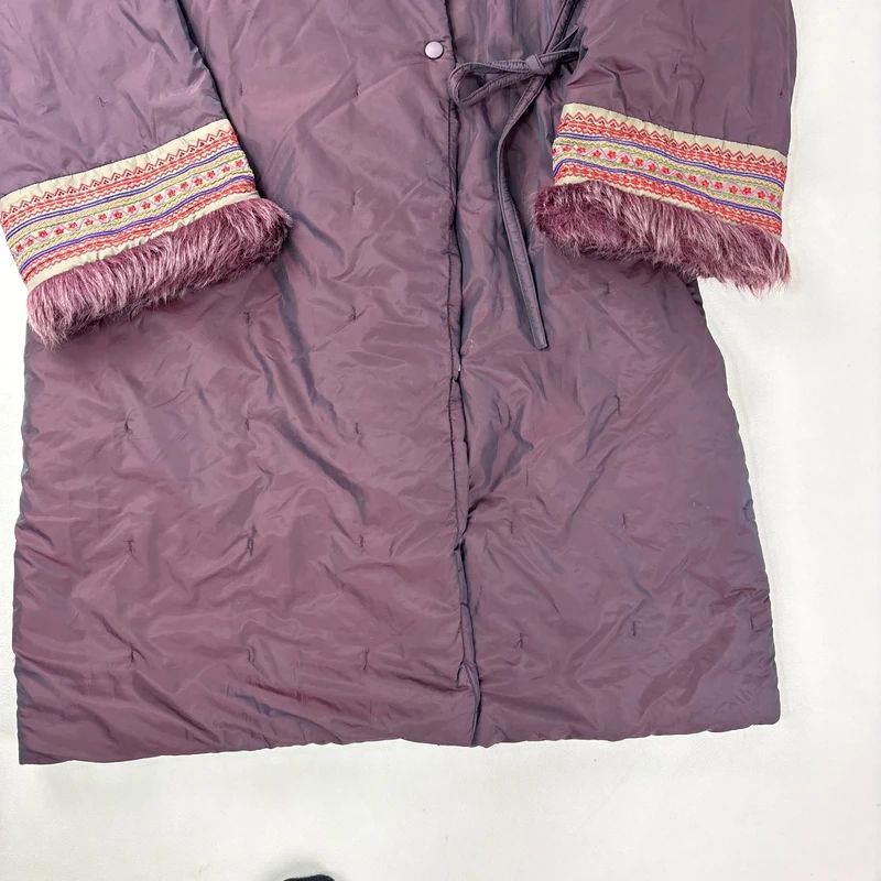 asymmetric embroidered longline puffa coat