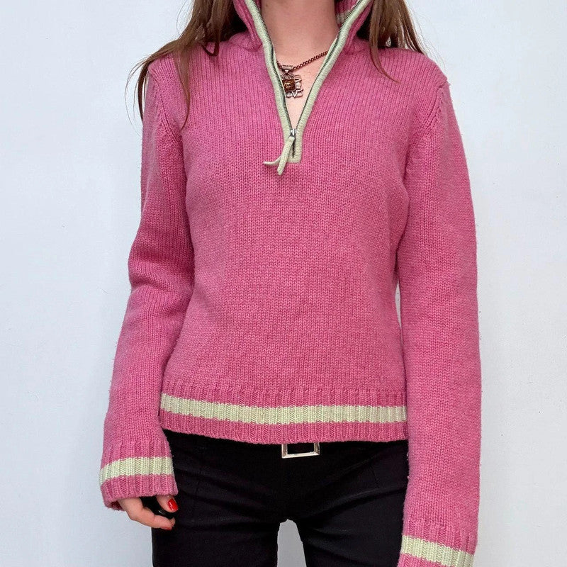 pink wool knitted preppy jumper