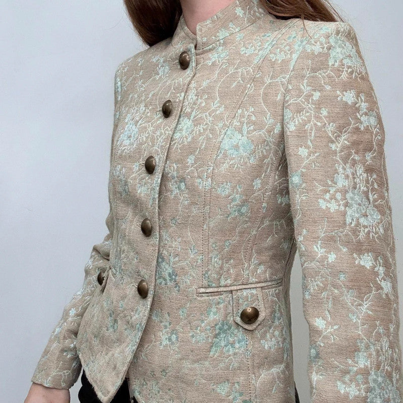 brown brocade regency military jacket