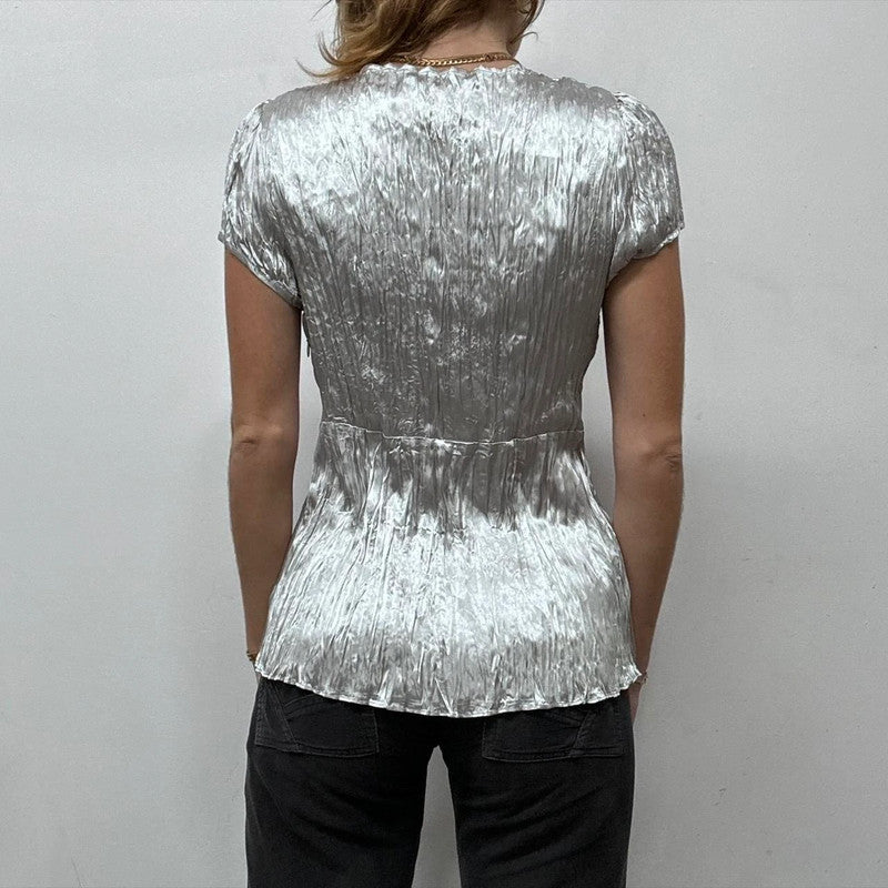 pleated fitted ruched blouse vest