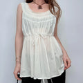 white cotton lace flare cami