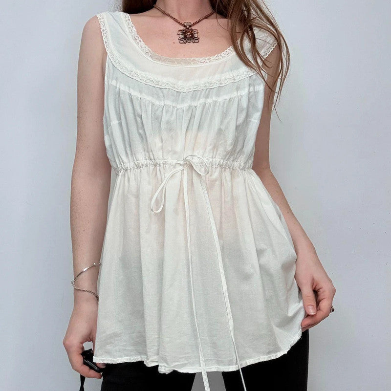white cotton lace flare cami