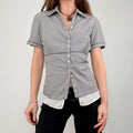 layered pinstripe short sleeve shirt