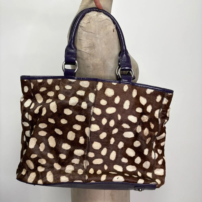 cowhide fawn leather shoulder bag