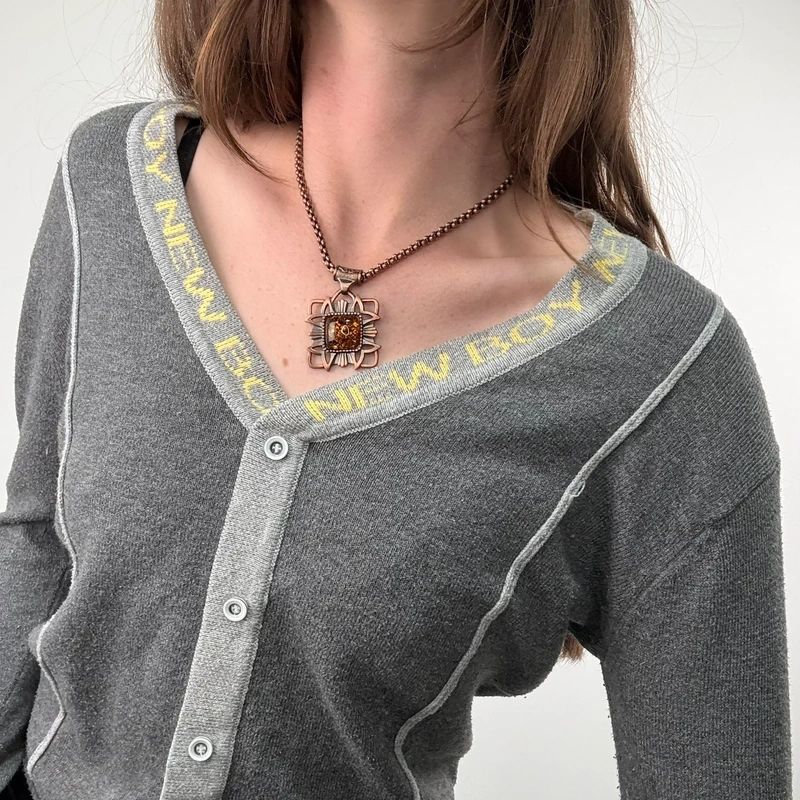 grey cropped knit pinstripe cardigan