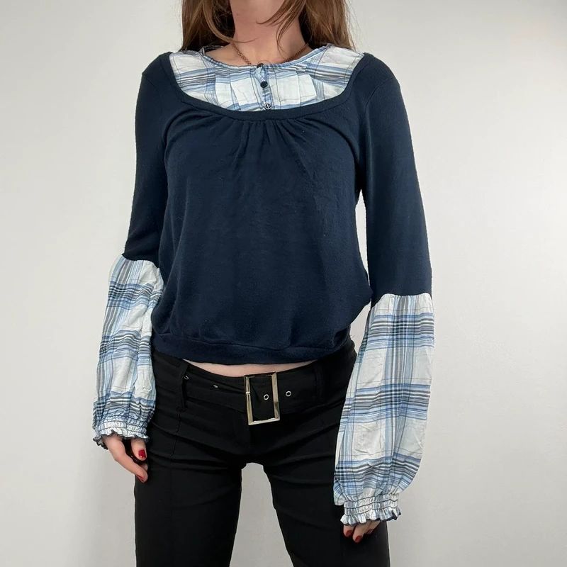 navy layered shirt jumper