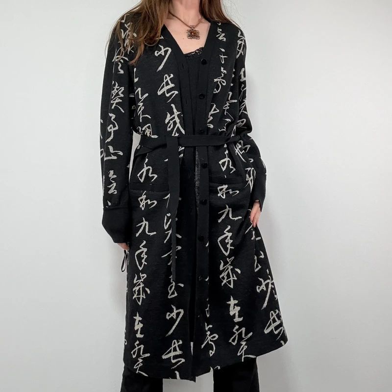 Hanae Mori Longline Wool Cardigan