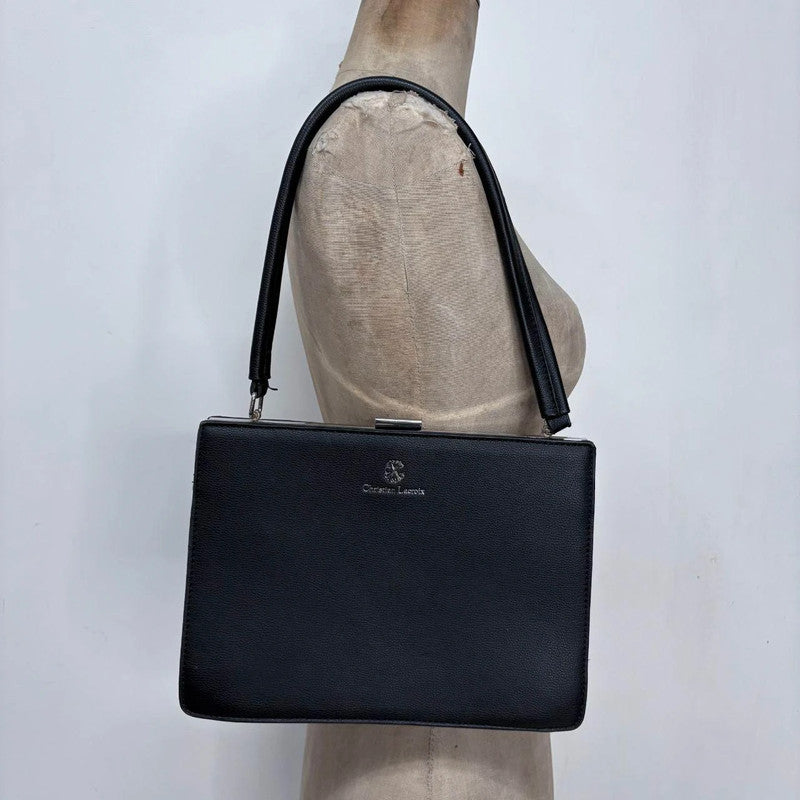 black leather structured bag