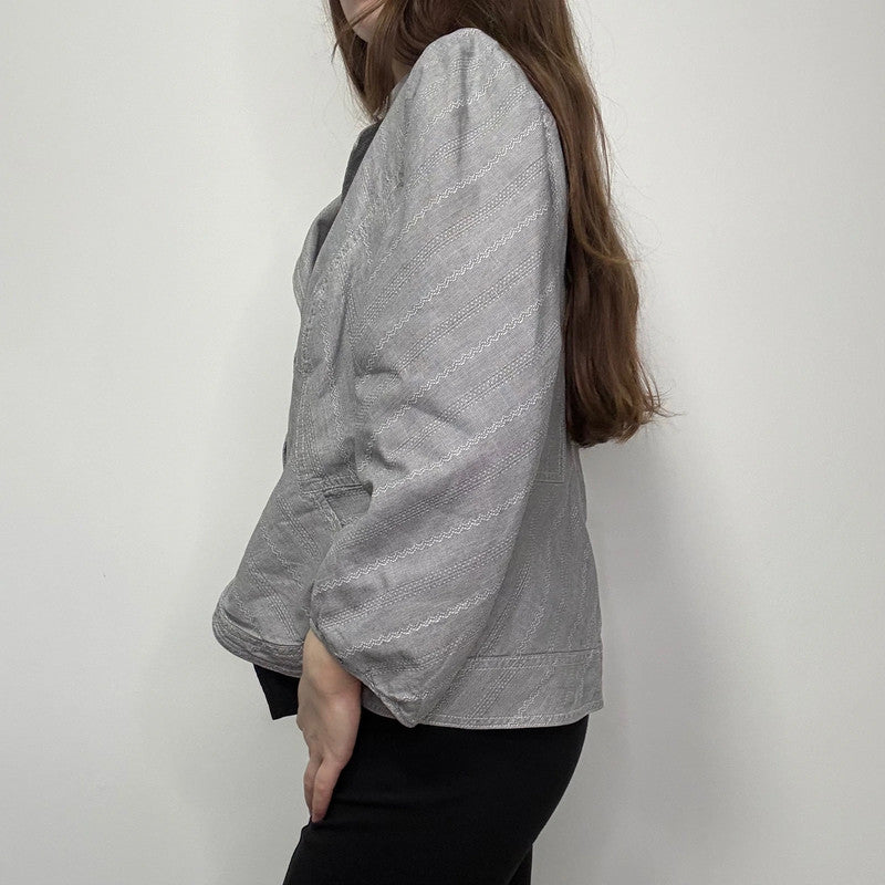 cropped pleated puff jacket