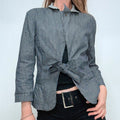 pinstripe morgan high neck popper jacket