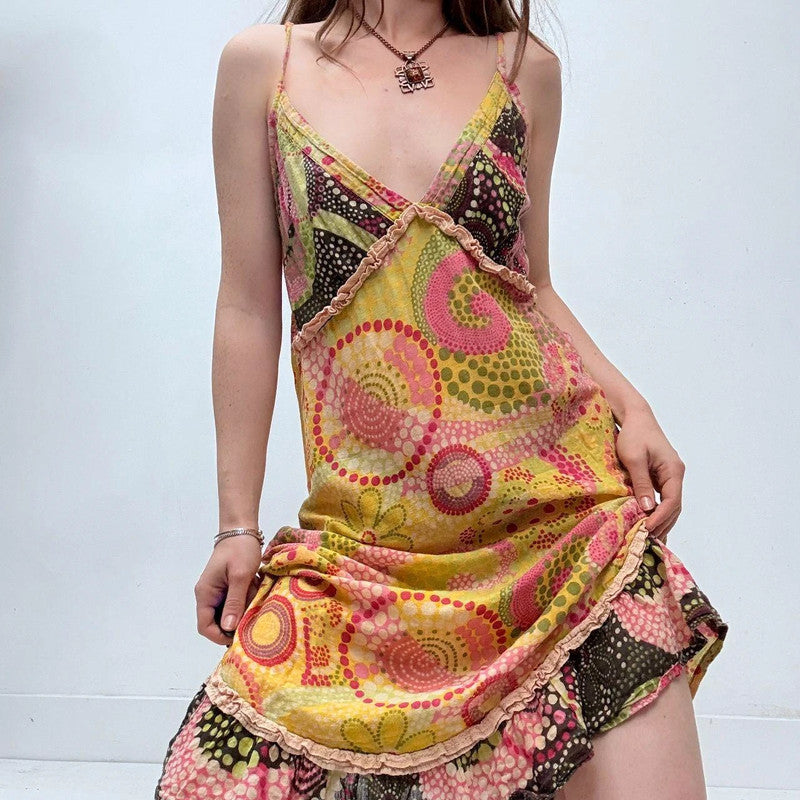 boho hippie paisley printed midi dress