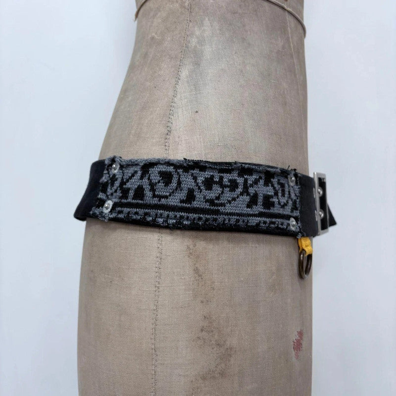 black grunge patchwork belt