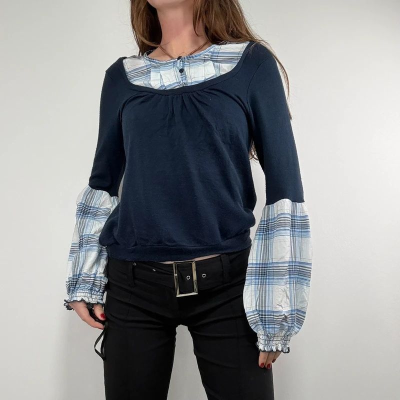 navy layered shirt jumper