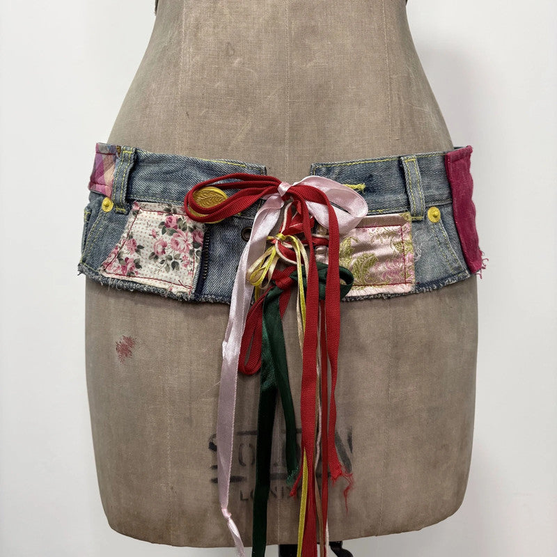 patchwork desigual ribbon corset belt