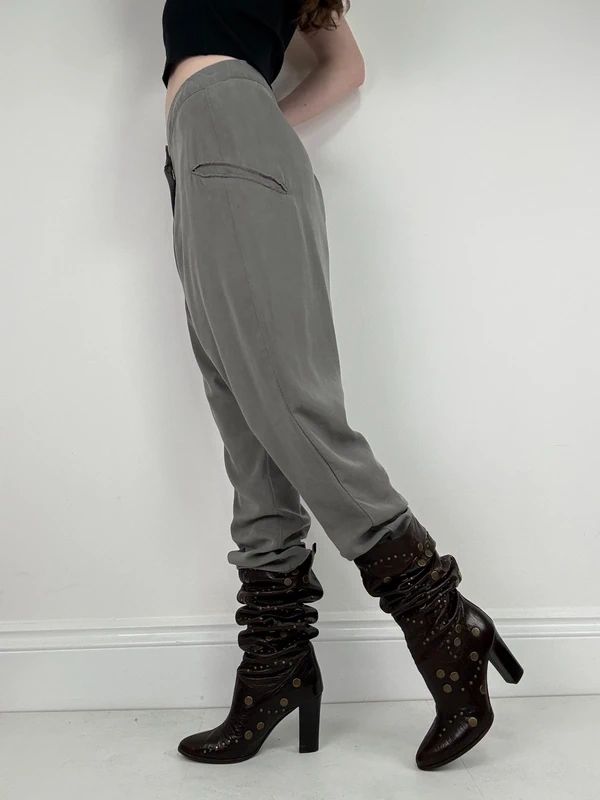 Silver slinky harem pants batwing trousers