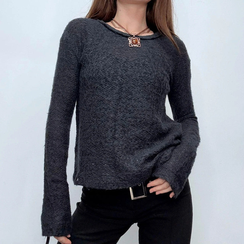 sheer knit grey wool jumper