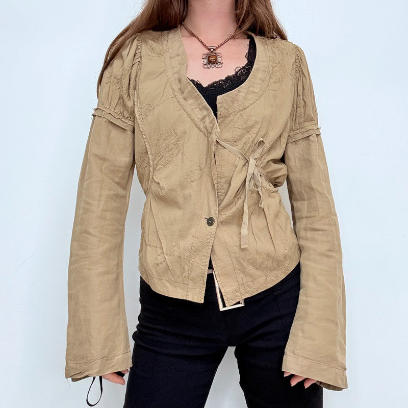 brown flared asymmetric fairy grunge jacket