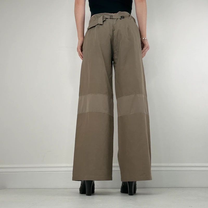low rise khaki wide leg utility pants