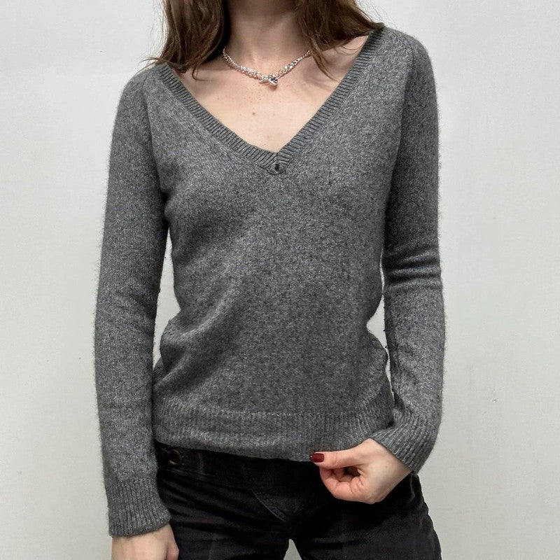 grey cashmere knit jumper
