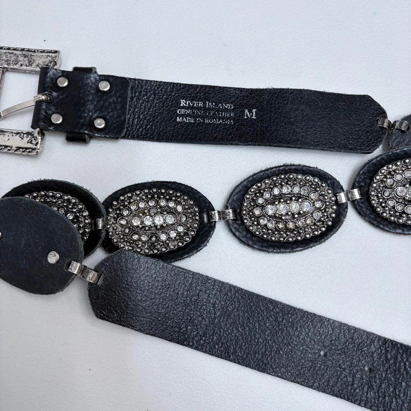 black leather western belt