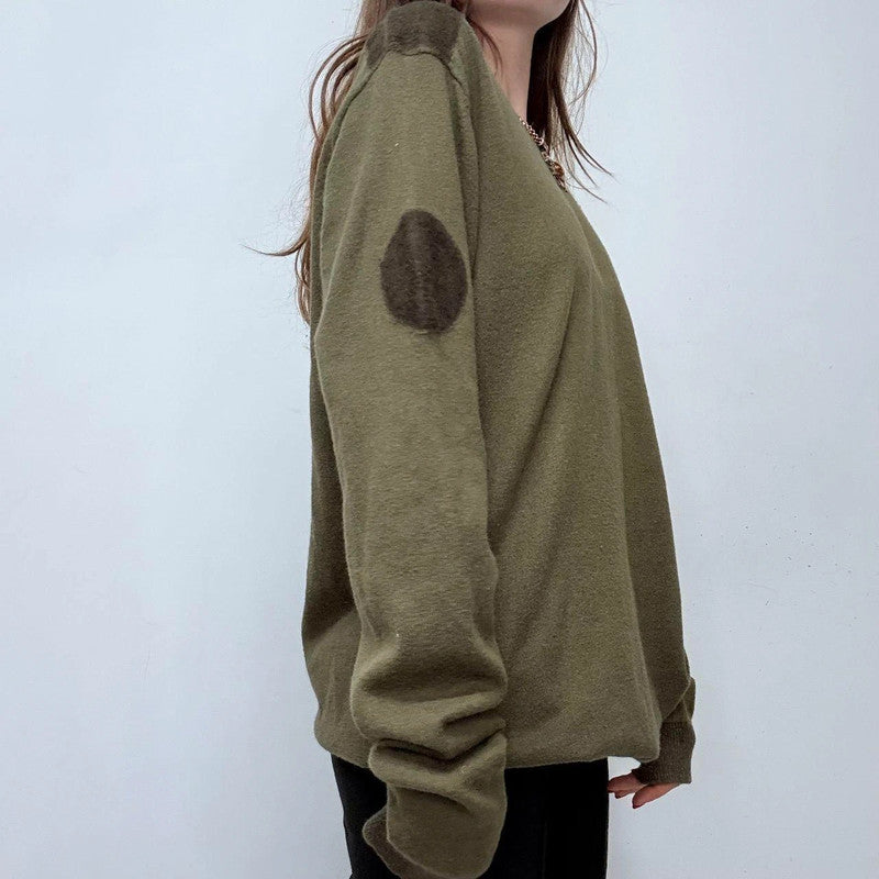 khaki wool knitted military jumper