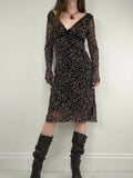 black polkadot long sleeve mesh slouchy dress