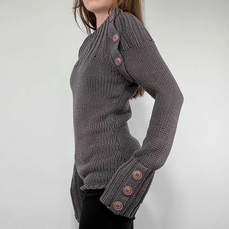 chunky knit ribbed funnel neck jumper