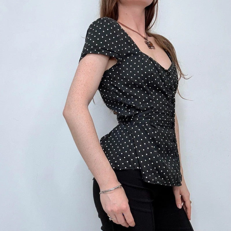 black polkadot mini shirt