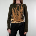 brown earthy graphic printed Y2K jumper