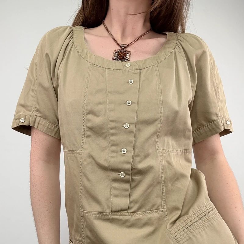 tan Sandro cotton canvas chore shirt
