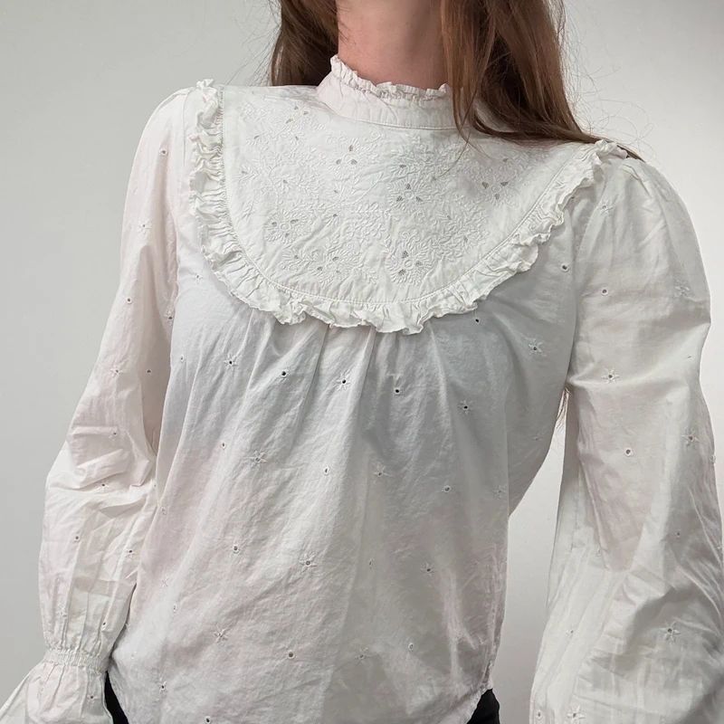 White Lace Cotton Edwardian style Shirt