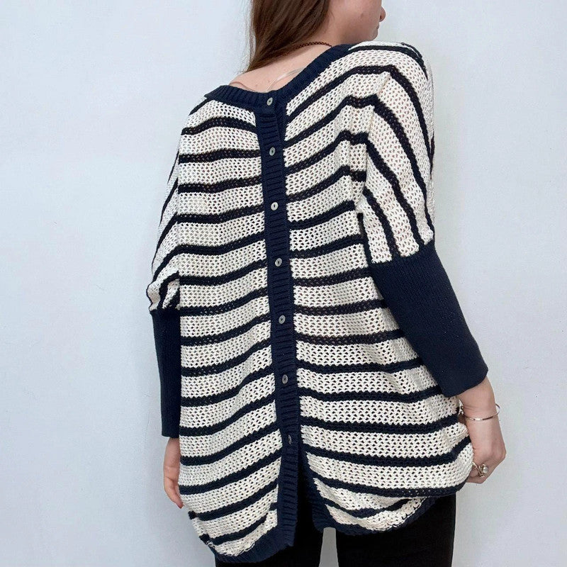 sheer knit slouchy striped jumper