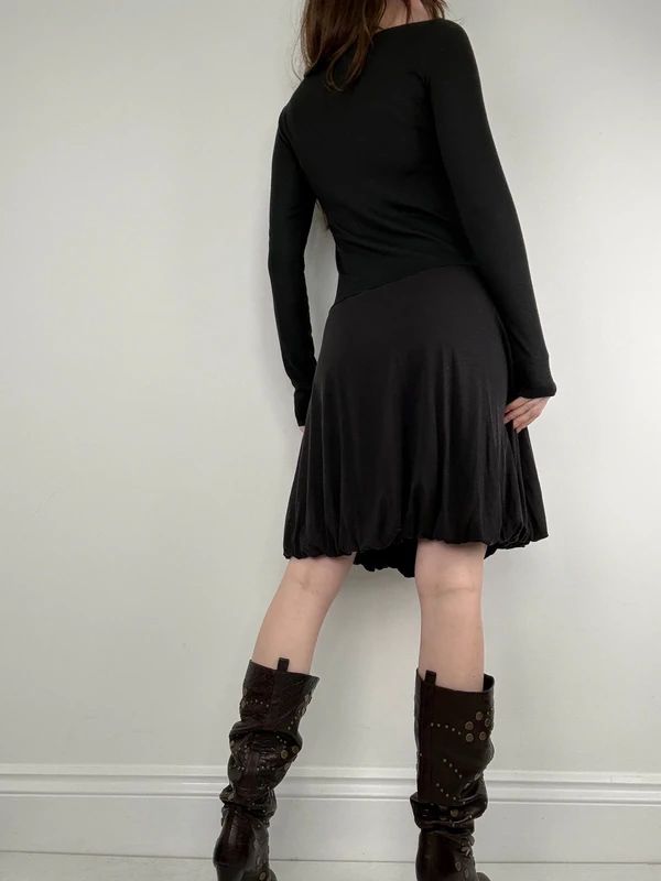cop copine long sleeve pleated puff dress