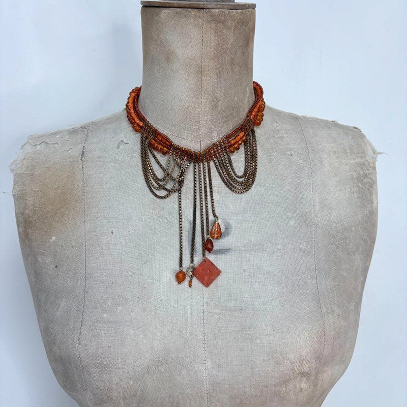 boho draped chain fairy gemstone necklace