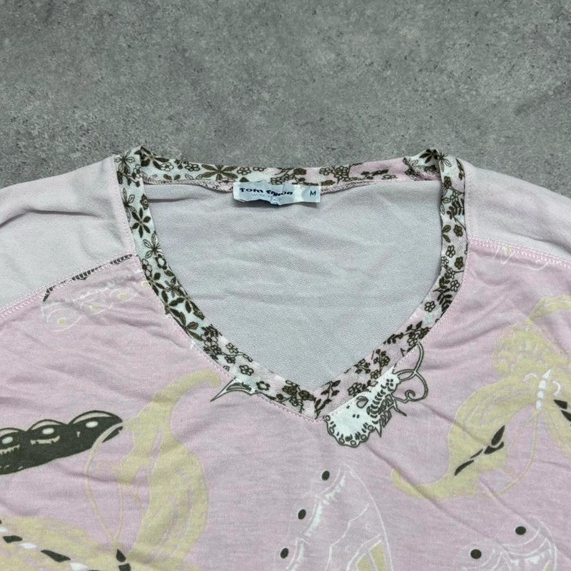 sheer mesh patterned y2k top