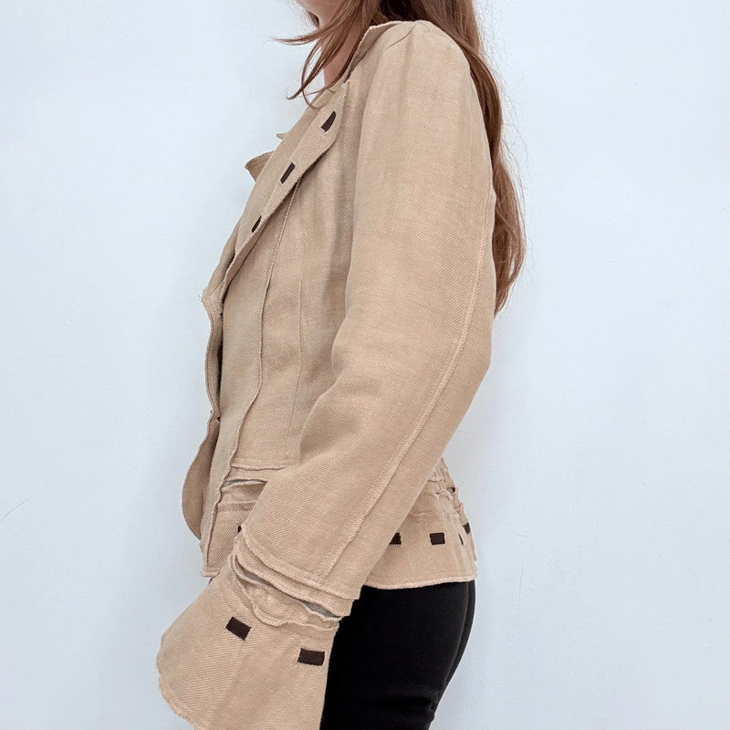 brown flared woven stitch jacket