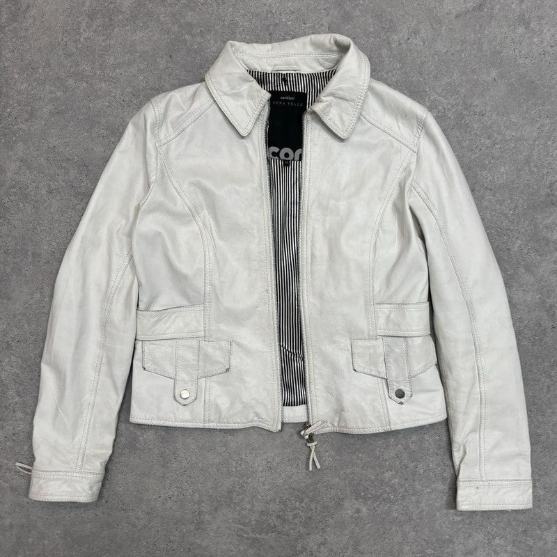 white cargo leather jacket