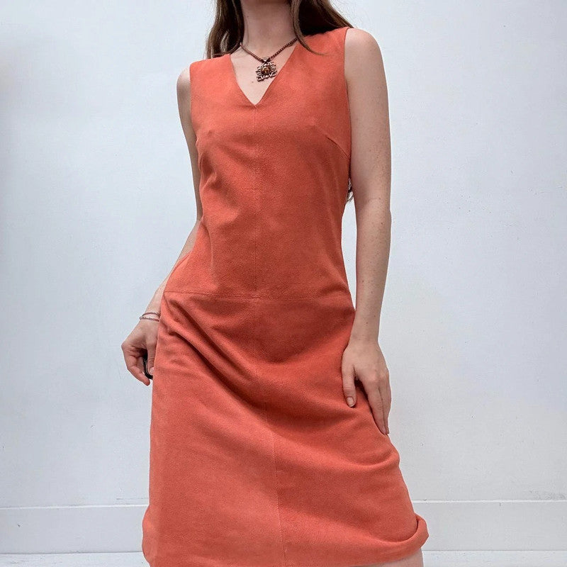 Ralph Lauren suede coral fitted dress
