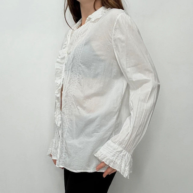 antique white cotton lace shirt