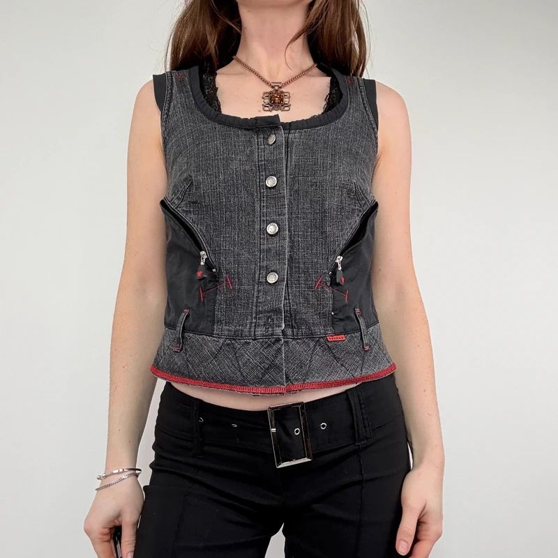 distressed structured utility vest