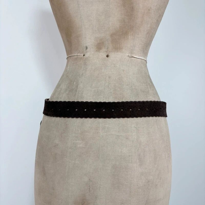 dark brown suede leather belt