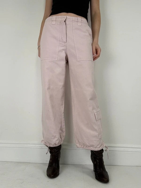 pink wide leg cropped capri pants