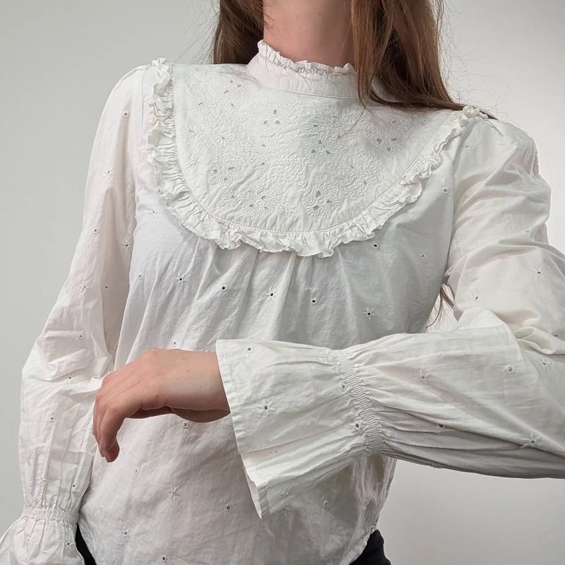 White Lace Cotton Edwardian style Shirt