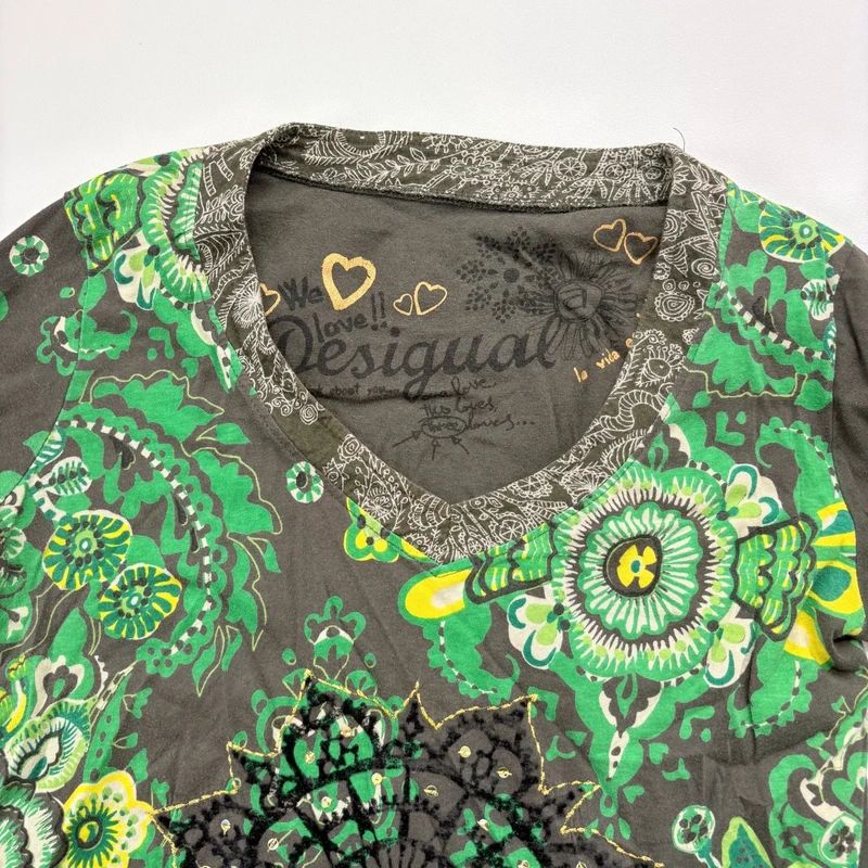 Khaki Paisley Boho Long Sleeve T-Shirt
