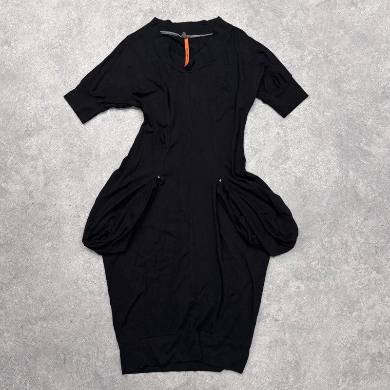 gathered puffy Cop Copine black midi dress