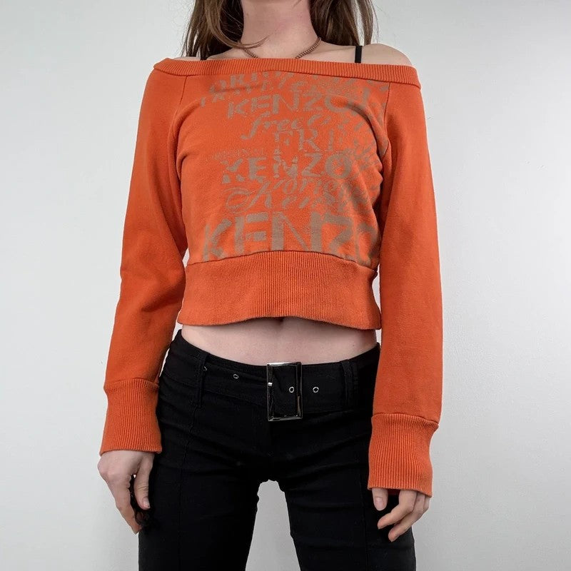 kenzo off the shoulder slouchy cropped sweater