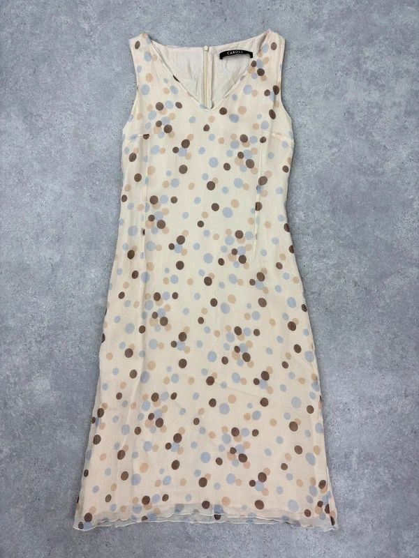 polkadot flared midi dress