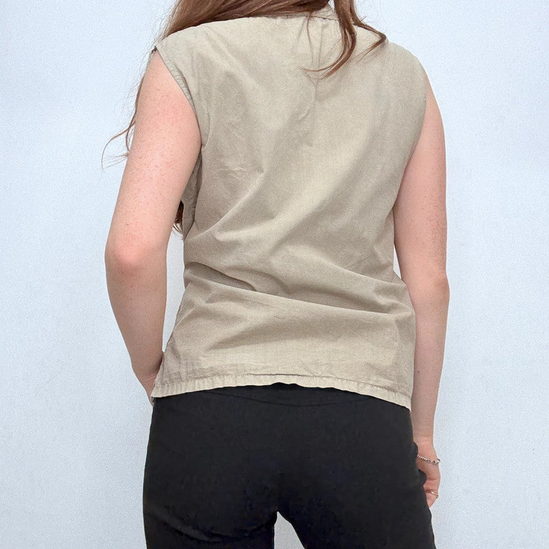 khaki gathered vest top